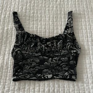 Urban Outfitters Black and Gray Floral Tank Top